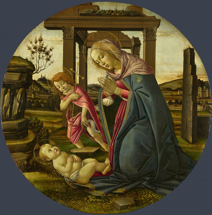 Мадонна и Иоанн Креститель, поклоняющиеся Младенцу Христу (мастерская) картина