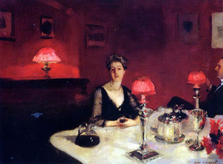 Обеденный стол ночью, мистер и миссис Элберт Викерс картина