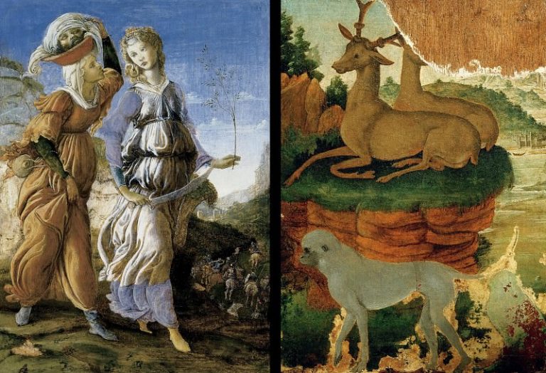 Возвращение Юдифи (лицевая сторона) и Пейзаж с косулями и обезьяной (оборотная сторона) картина