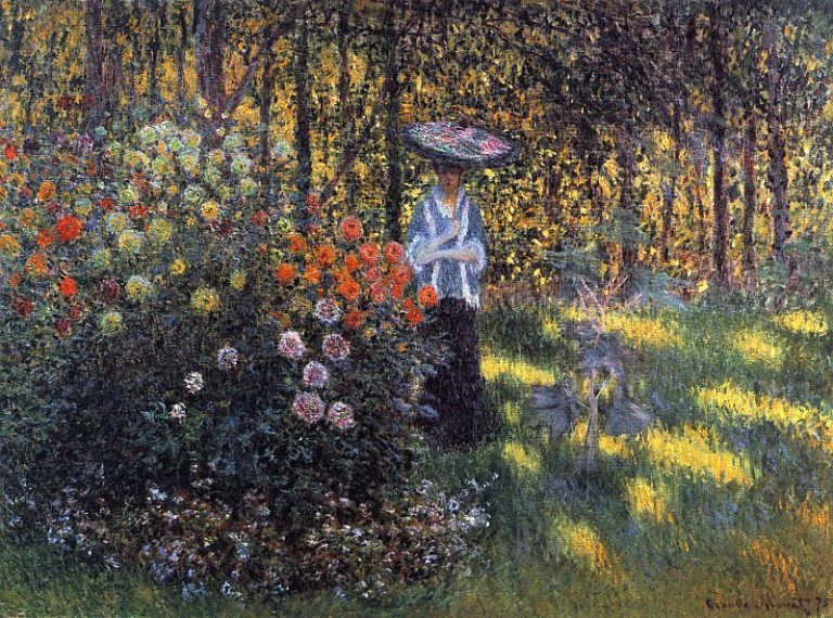 Женщина с зонтиком в саду в Аржантее картина