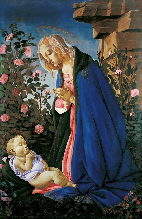 Мадонна, поклоняющаяся спящему Младенцу Христу картина