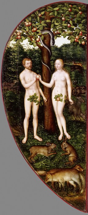Лукас Кранах II – Алтарь Кольдицер, левая внешняя створка – Грехопадение картина