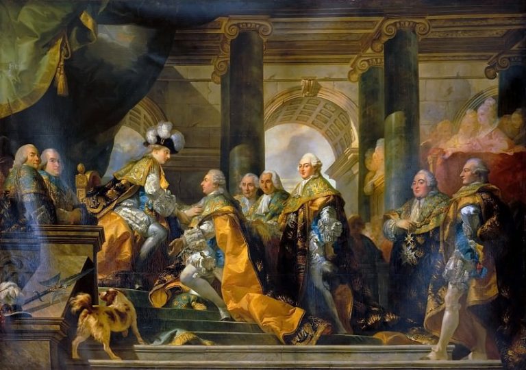Дуайен, Габриэль-Франсуа – Рыцари Святого Духа отдают честь Людовику XVI в Реймсе картина