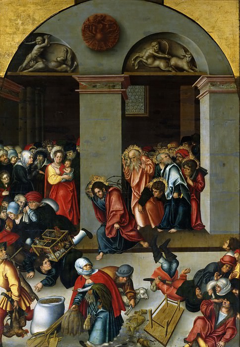 Лукас Кранах I – Изгнание торговцев из храма картина