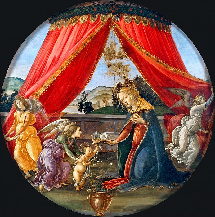 Мадонна с Младенцем и тремя ангелами (Мадонна под балдахином) картина
