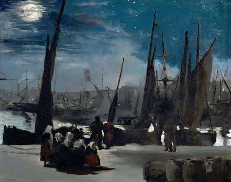 Лунная ночь в Булонском порту картина