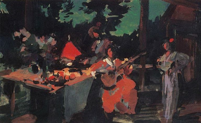 Терраса. Вечер на даче. 1901 картина