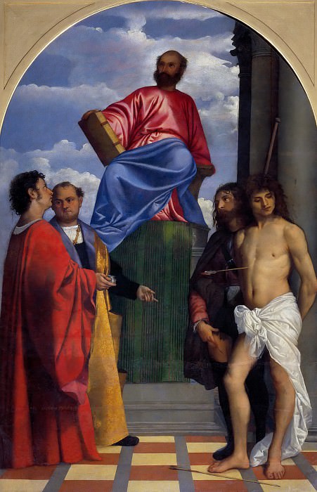 Святой Марк на троне со святыми картина