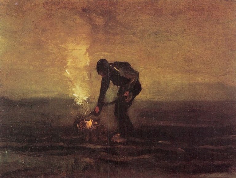 Крестьянин, сжигающий сорняки картина