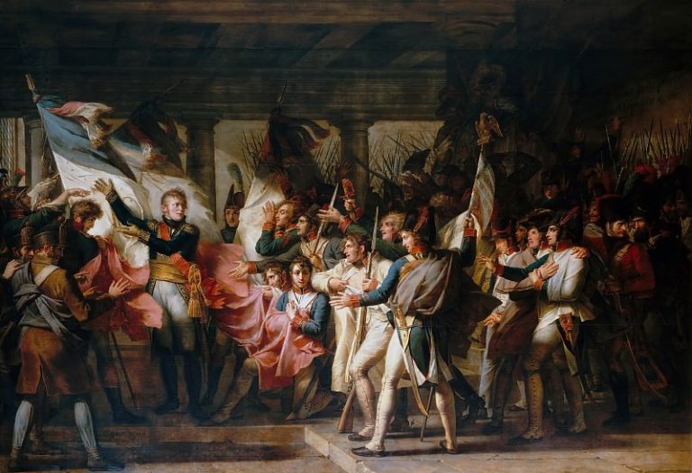 Шарль Мейнье – Маршал Ней со своими солдатами возвращают знамена из арсенала Инсбрука 7 ноября 1805 года картина