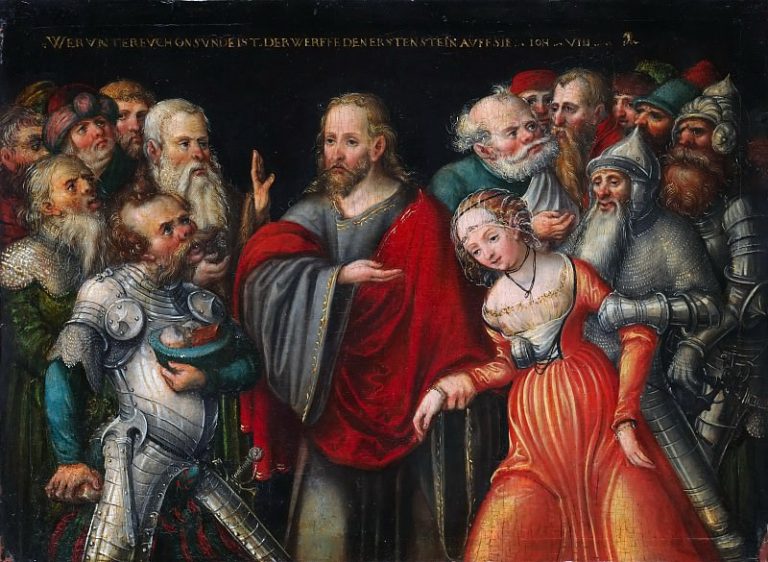 Лукас Кранах II – Христос и грешница картина