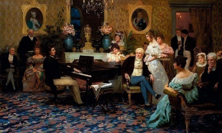 Фредерик Шопен (1810–1849), играющий на фортепьяно в салоне князя Радзивилла картина