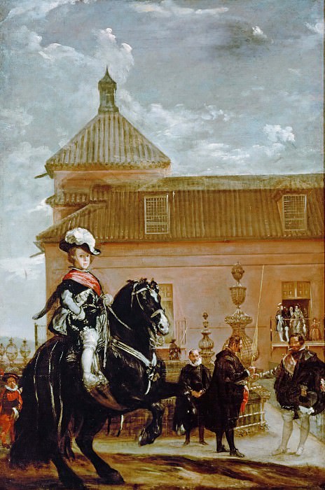 Бальтазар Карлос и граф Оливарес у конюшни картина