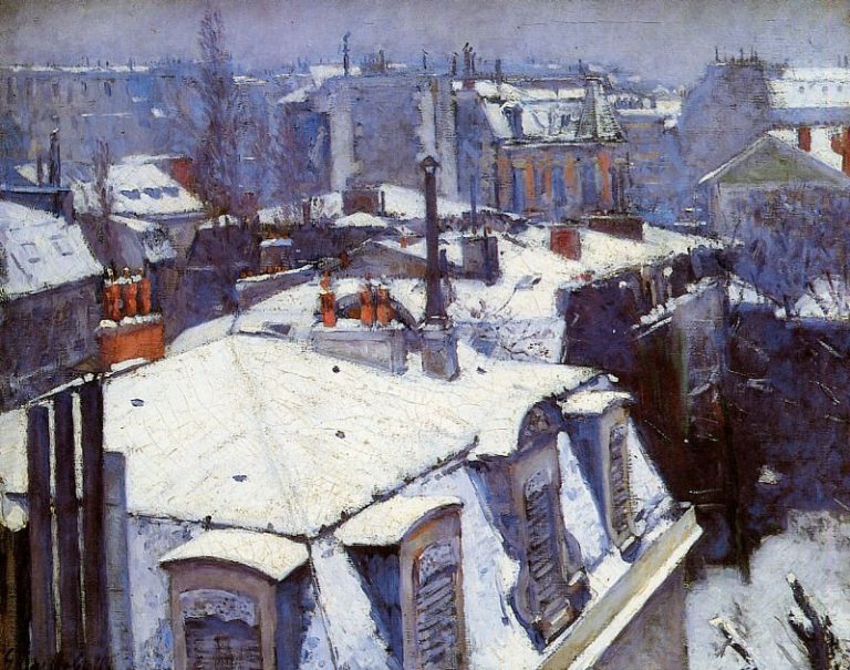 Снег на крышах Парижа картина