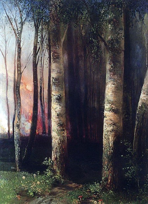 Пожар в лесу. 1883 картина