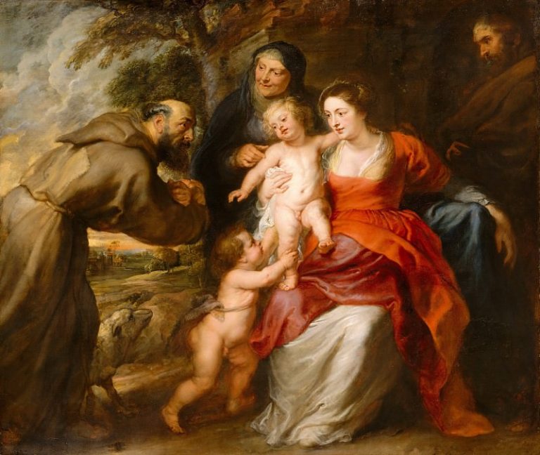 Святое семейство со святыми Франциском и Анной и маленьким Иоанном Крестителем картина