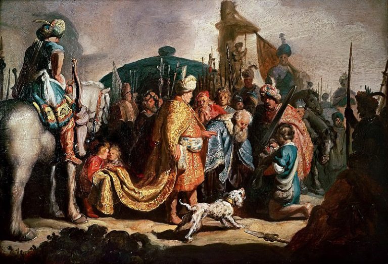 Давид с головой Голиафа перед Саулом картина