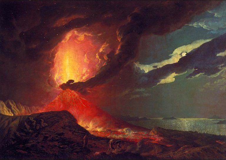 Райт из Дерби, Джозеф – Извержение Везувия с островами Неаполитанского залива картина