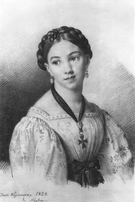 Портрет молодой девушки. 1829. Б. , ит. к. 30. 3х22. 7. ГРМ картина