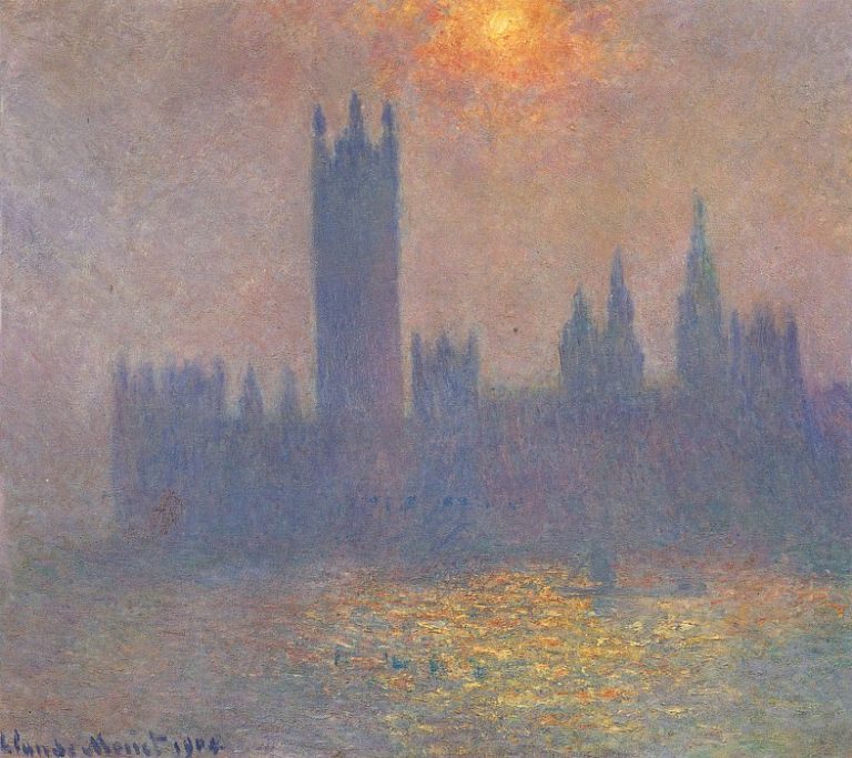 Здание Парламента, Эффект солнечного света в тумане картина