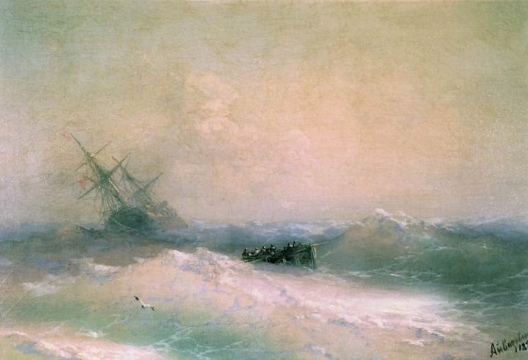 Буря на море 1893 28х41 картина