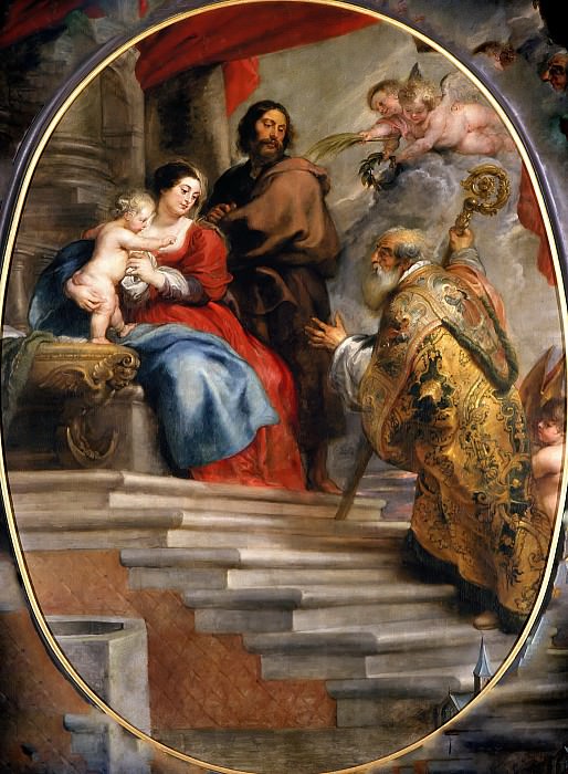 Святой Виллиборд, поклоняющийся Божьей Матери и Иисусу картина
