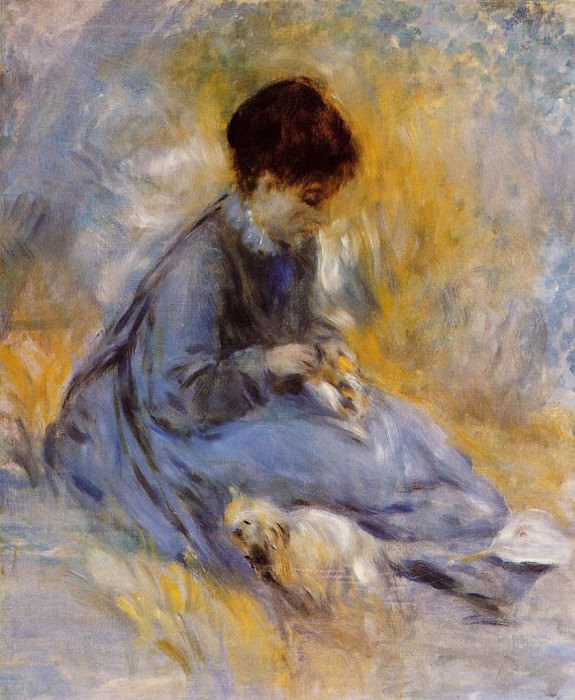 Молодая женщина с собакой картина