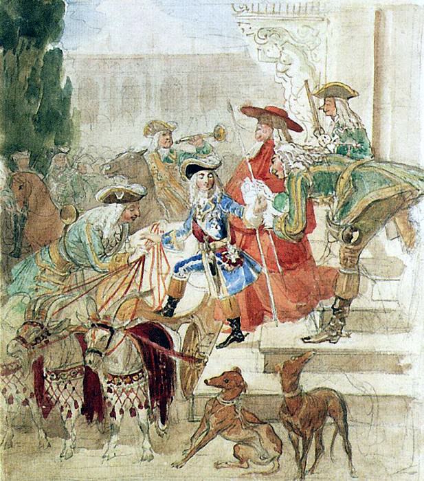 Прогулка Людовика XV в детстве. 1850 картина