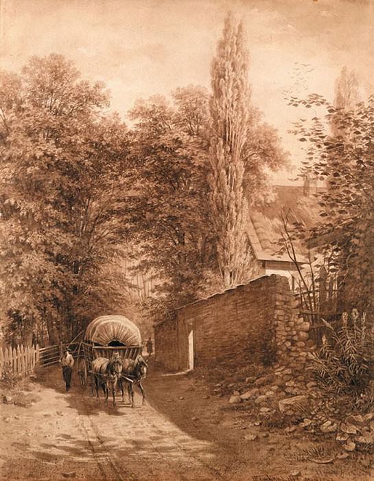 Домик в лесу (Пейзаж с фургоном). 1863 картина