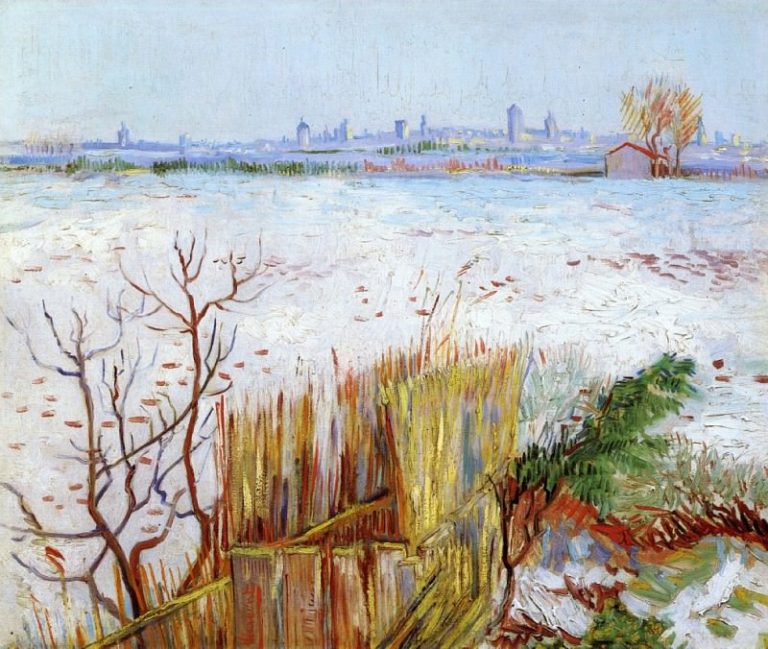 Снежный пейзаж на фоне Арля картина