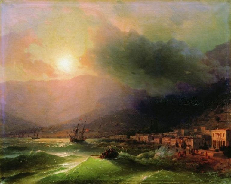 Приморский город. Вид Ялты 1866 61,5х78 картина