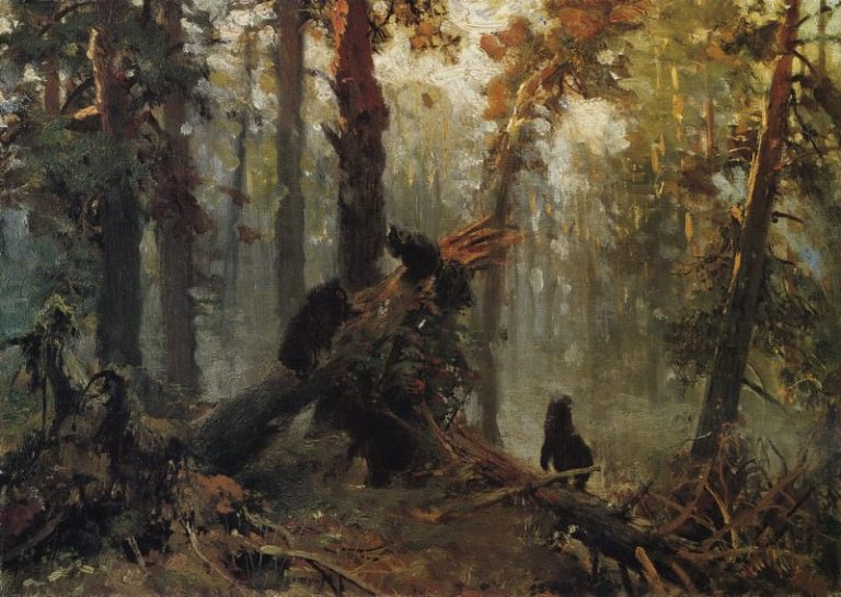 Утро в сосновом лесу. Эскиз 1889 28х40 картина