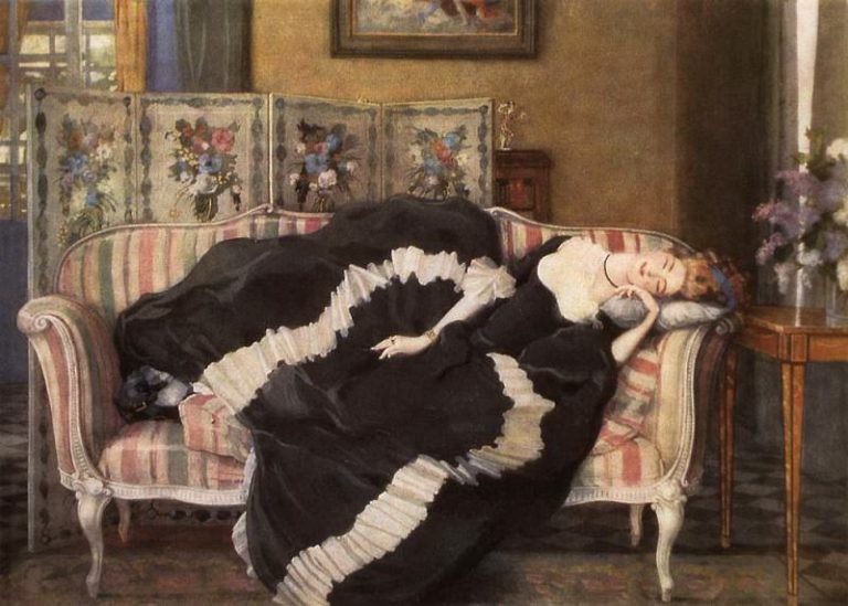 Спящая молодая женщина картина