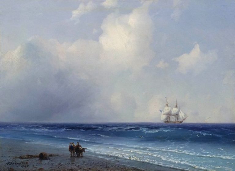 Морской вид 1865 26х33 картина