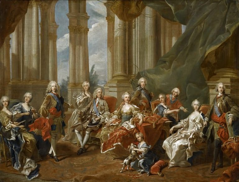 Луи-Мишель ван Ло – Король Испании Филипп V с семьей, 1745 картина