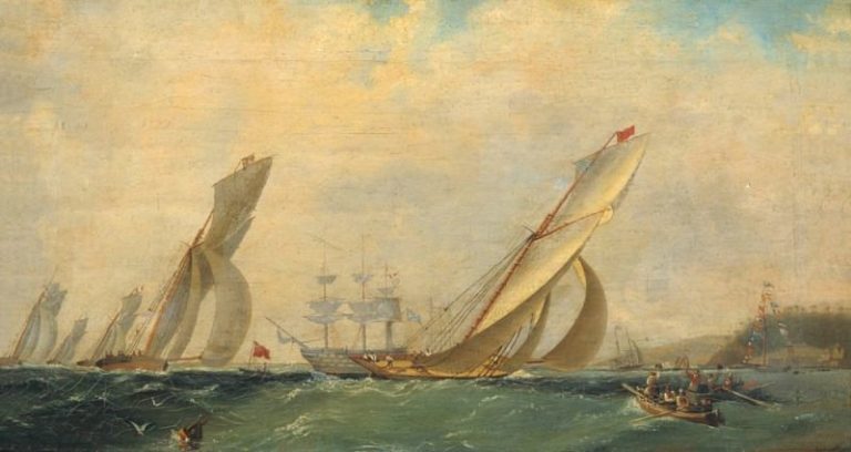 Фрегат на море 1838 42,7х77,9 картина