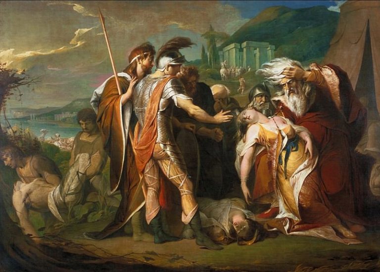 Бэрри, Джеймс – Король Лир, плачущий над телом мертвой Корделии картина