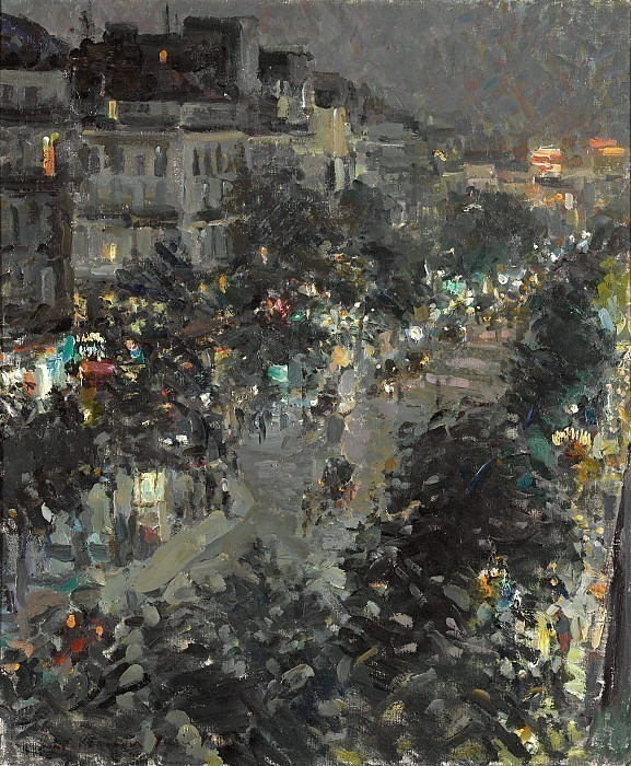Париж ночью. Итальянский бульвар картина