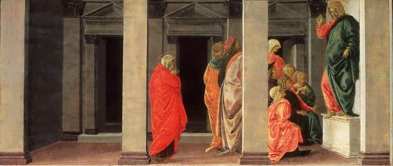 Алтарь Святой Троицы, пределла – Мария Магдалина, слушающая проповедь Христа картина