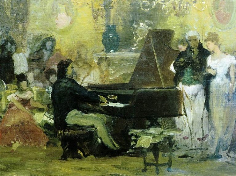 Шопен, играющий на фортепьяно в салоне князя Радзивилля в Берлине (эскиз) картина