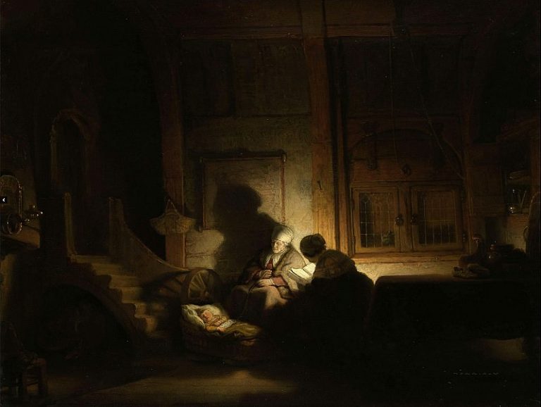 Святое семейство ночью (мастерская Рембрандта) картина