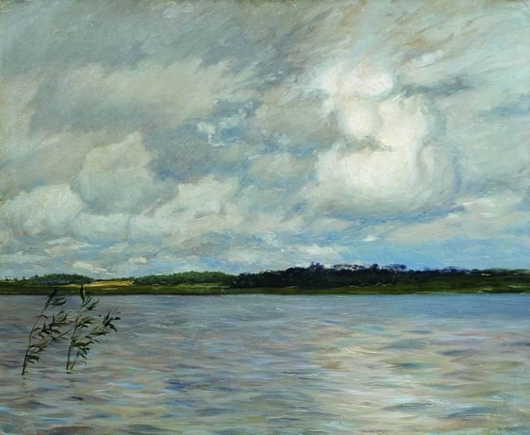 Озеро. Серый день. 1895 картина