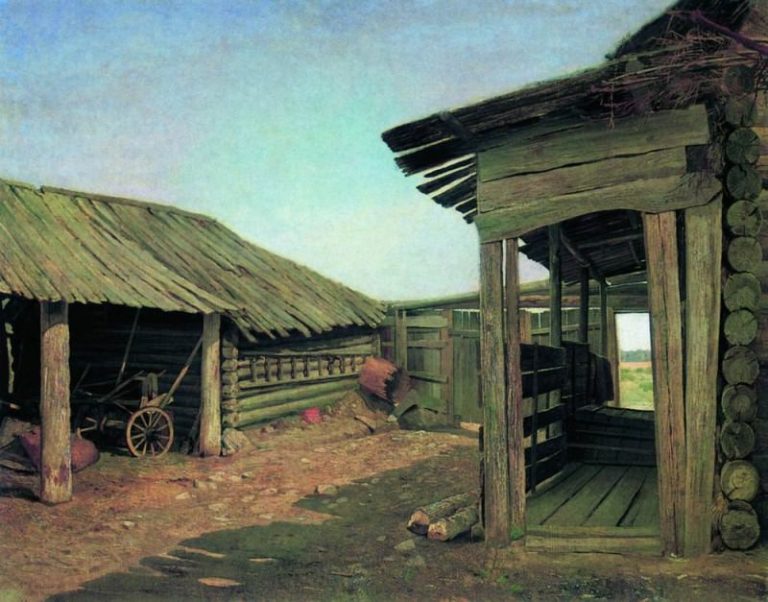 Деревенский двор. Конец 1860-х 55х77 картина