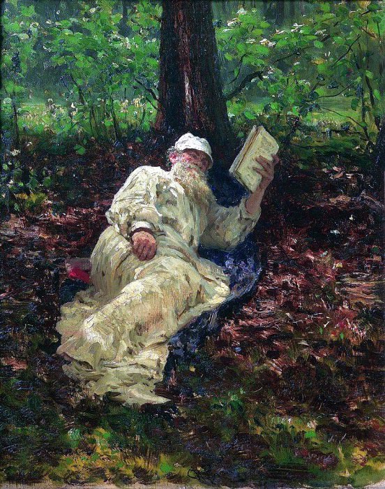 Лев Николаевич Толстой на отдыхе в лесу картина
