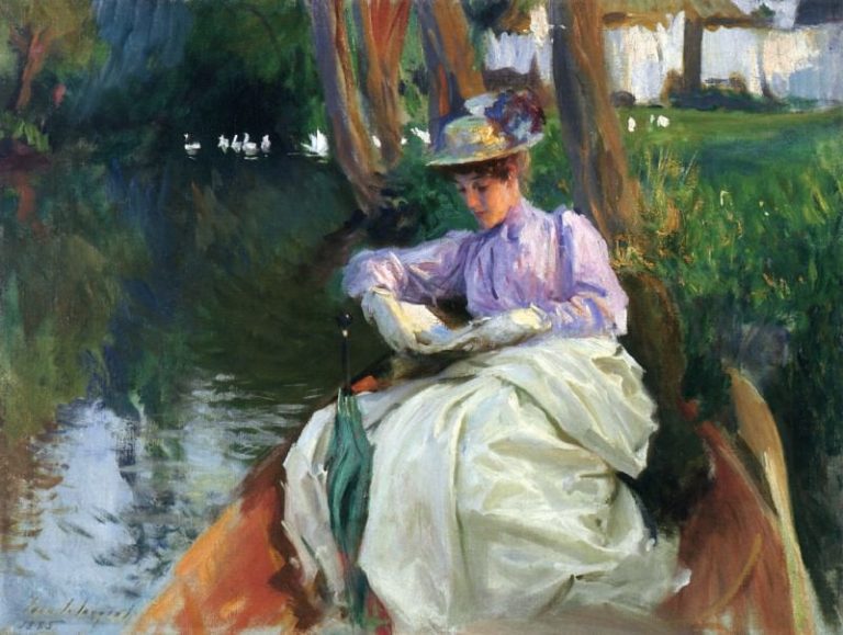 У реки или «Женщина в лодке» картина