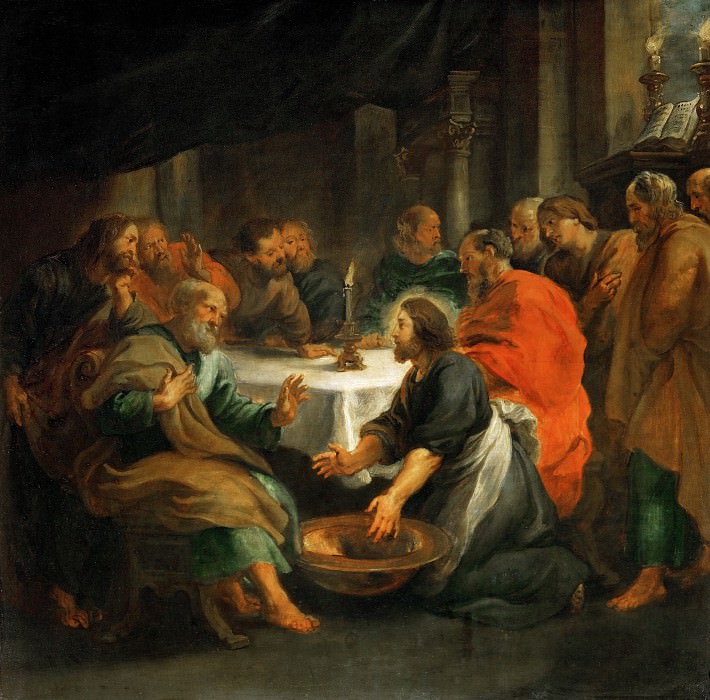 Христос, умывающий ноги ученикам картина