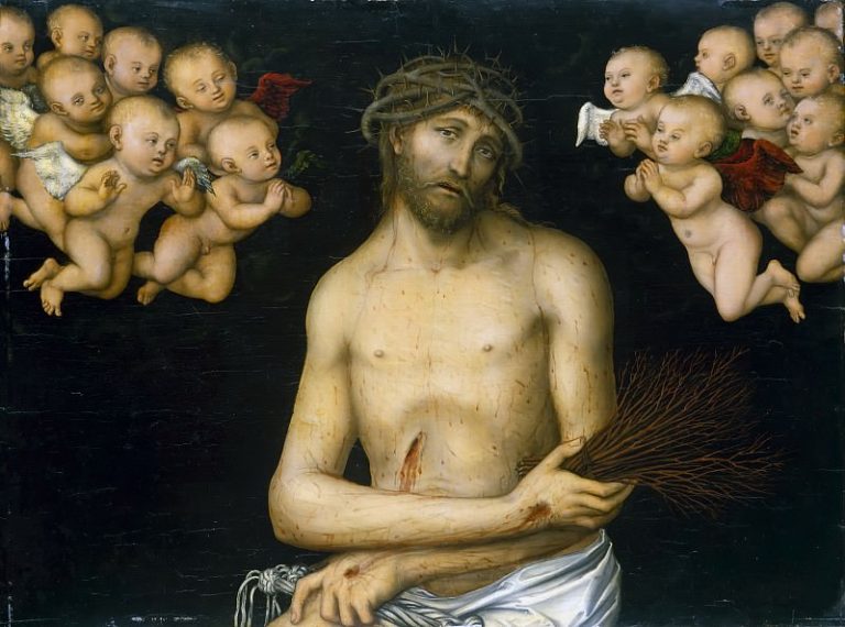 Лукас Кранах I – Скорбящий Христос в окружении ангелов картина