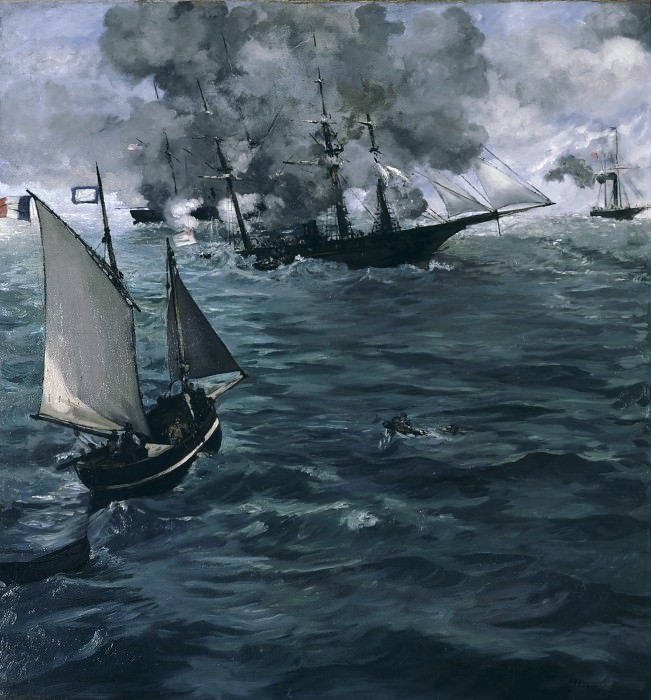Сражение между кораблями «Кирсардж» и «Алабама» картина