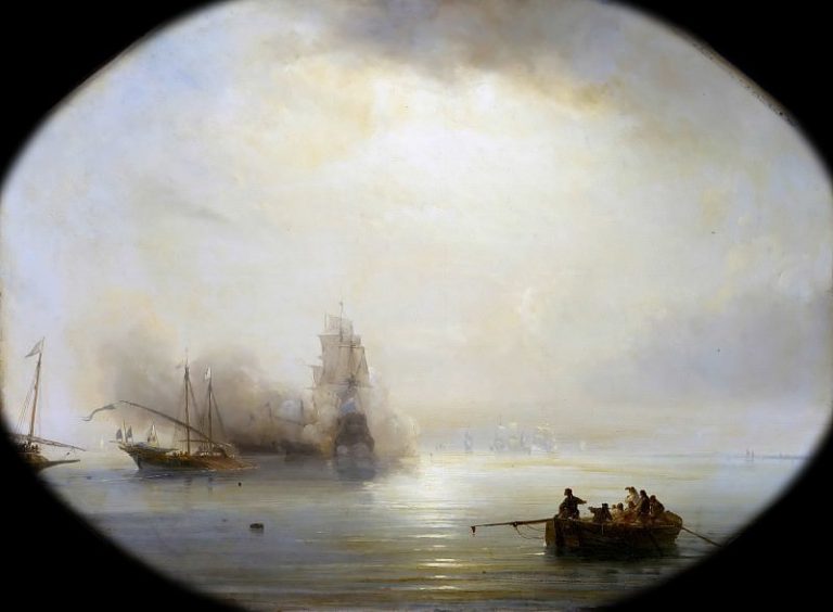 Теодор Гюден – Французские галеры захватывают голландский корабль, следовавший в Остенде 1 июля 1702 года картина