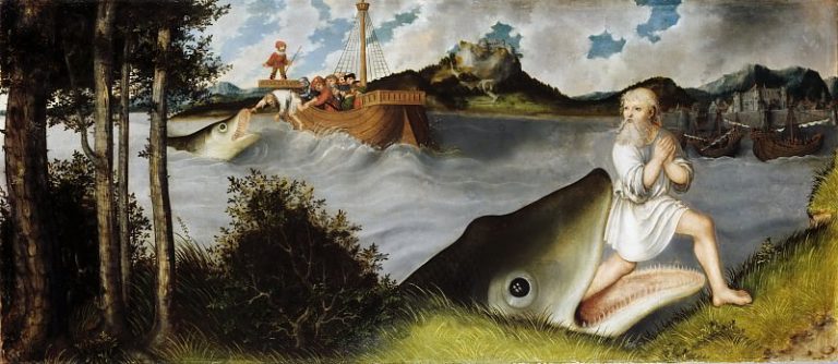 Мастерская Лукаса Кранаха I – Алтарь Магдалины – Иона и кит картина